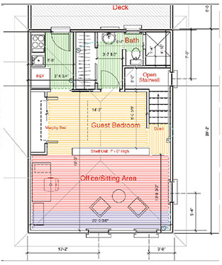 Example of an AutoCAD layout drawing of a floor heating system.